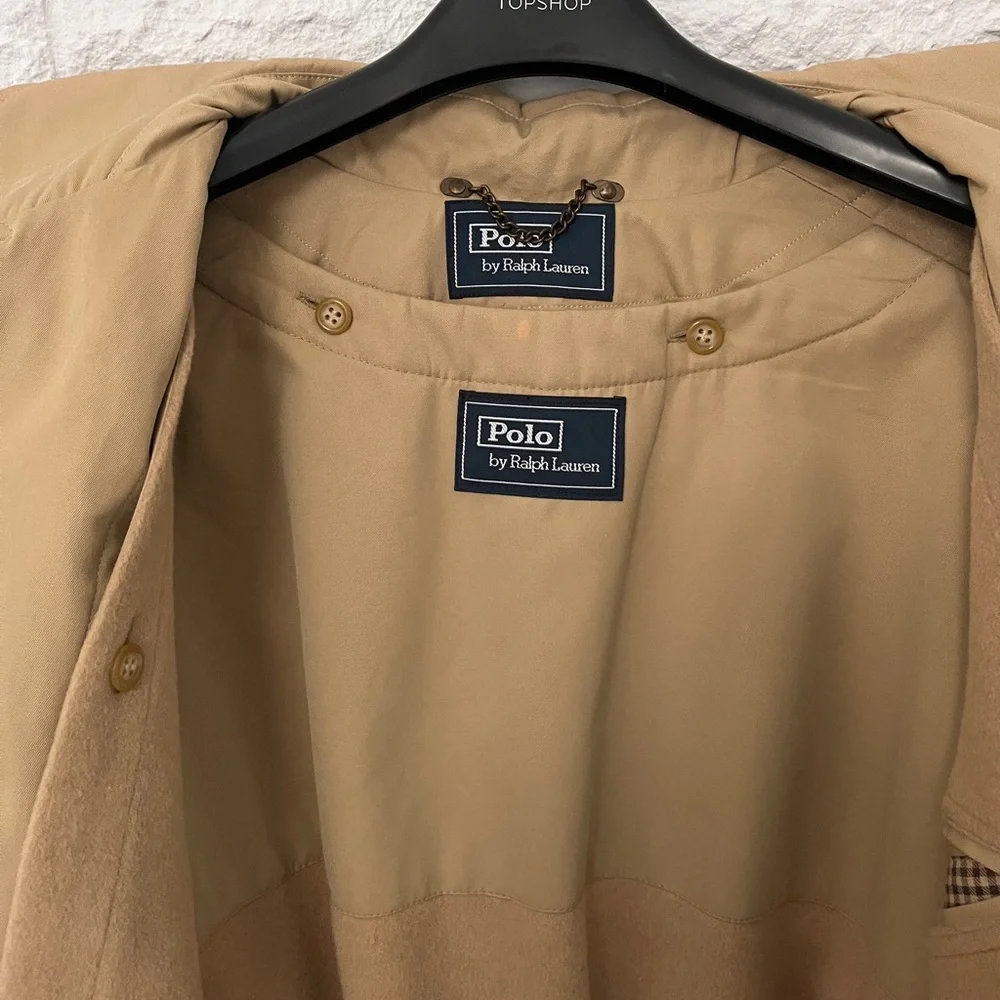 NWT Polo Ralph Lauren Tan Gabardine Cotton, Wool-Lined Raincoat Coat, Size 42R